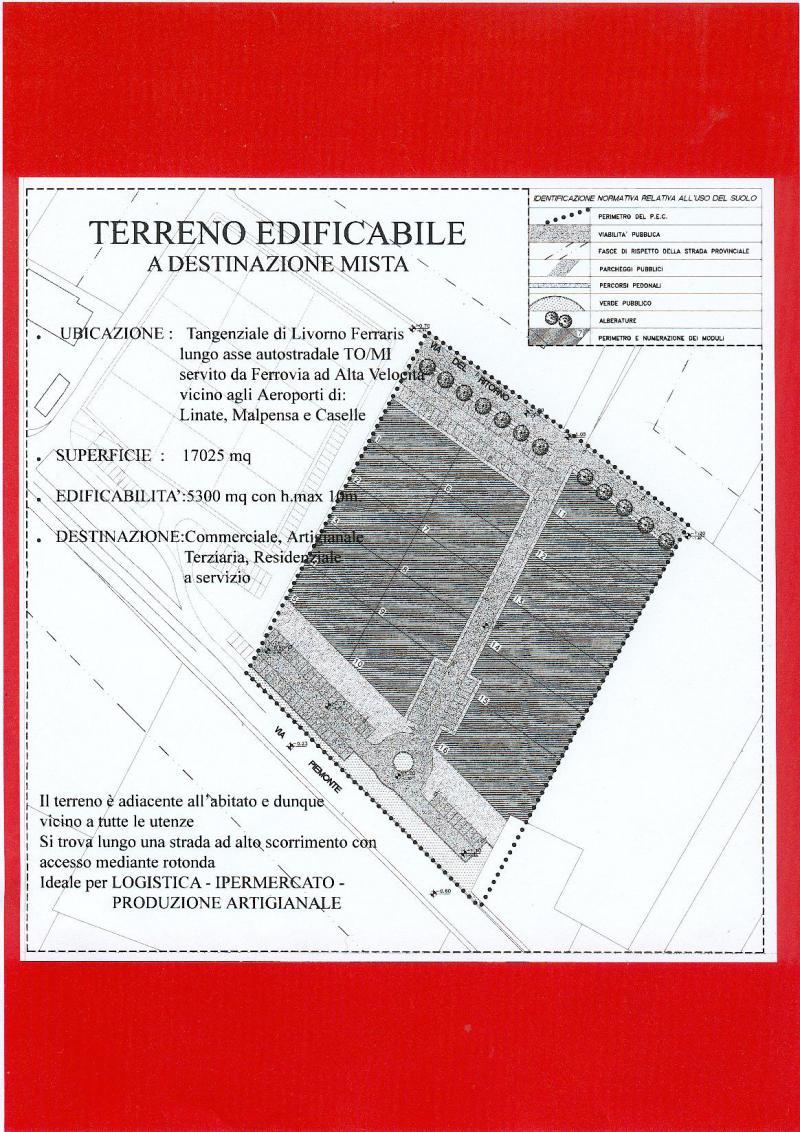 Vendesi Terreno Edificabile a Livorno Ferraris via del molino